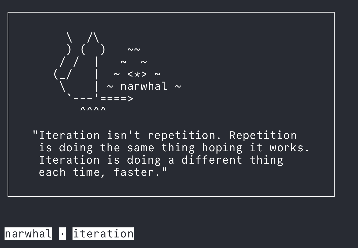 Example output from my daily-start command